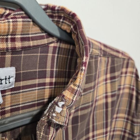 Carhartt S151 DK8 Midweight Flannel Long Sleeve Button Down Shirt Large Tall - Picture 4 of 10